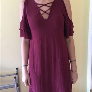 red above the knee length dress
